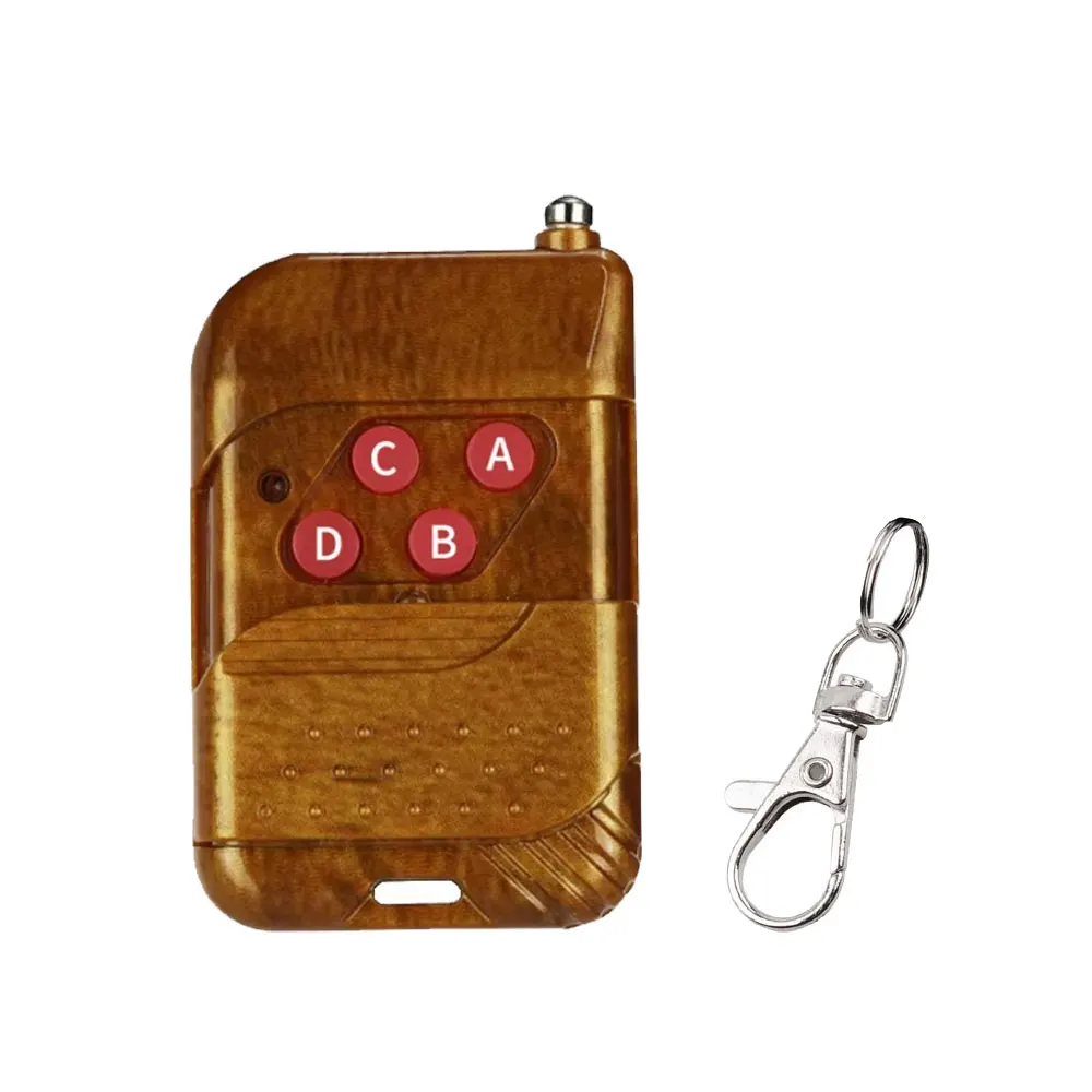 433MHz DC12V 4 Buttons RF Wireless Mini Remote Control Peach Wood Universal Gate/Garage Door LED