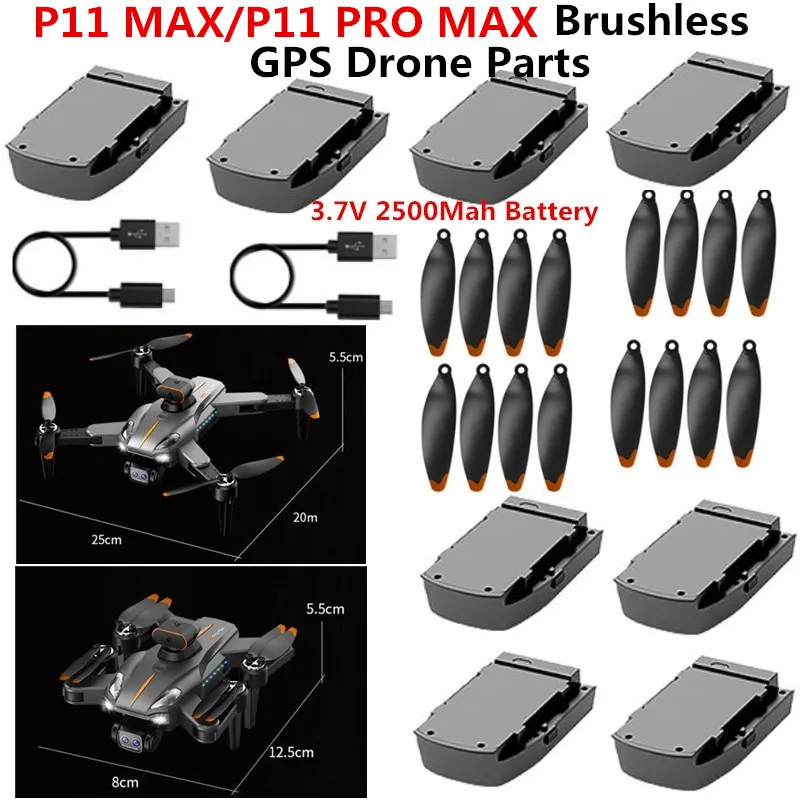 P11 MAX/P11 PRO MAX Remote Control RC Drone Quadcopter Spare Parts Accessories 3.7V 2500Mah Battery/USB/Arm/Motor/Propeller