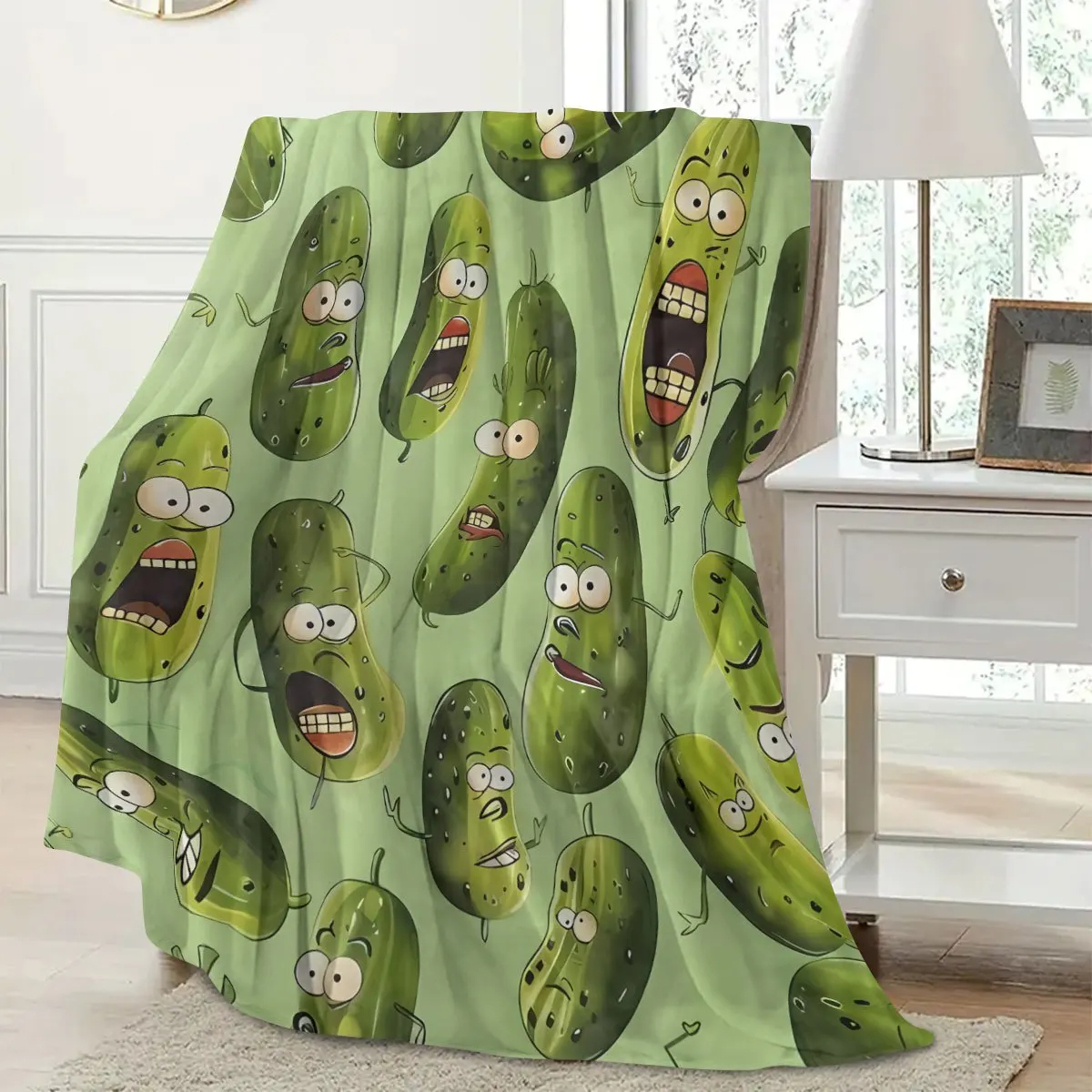 Pickled vegetable-themed pattern Flannel printed blanket suitable for all seasons suitable living room office sofa and travel