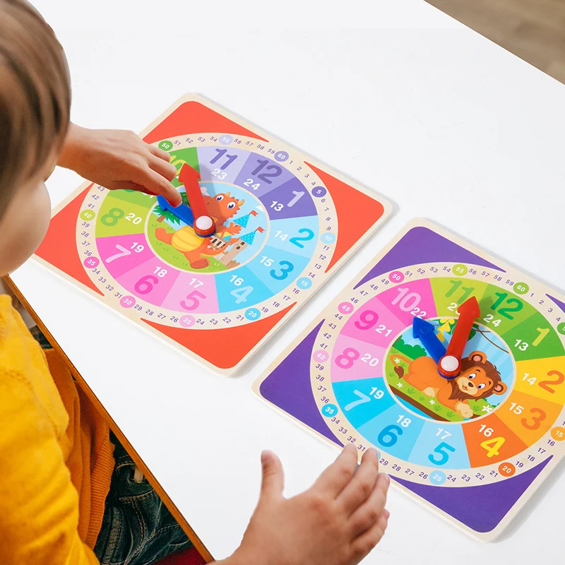 Bambini orologio in legno Montessori giocattoli ora minuto seconda cognizione orologi colorati giocattoli per bambini sussidi didattici per la prima età prescolare