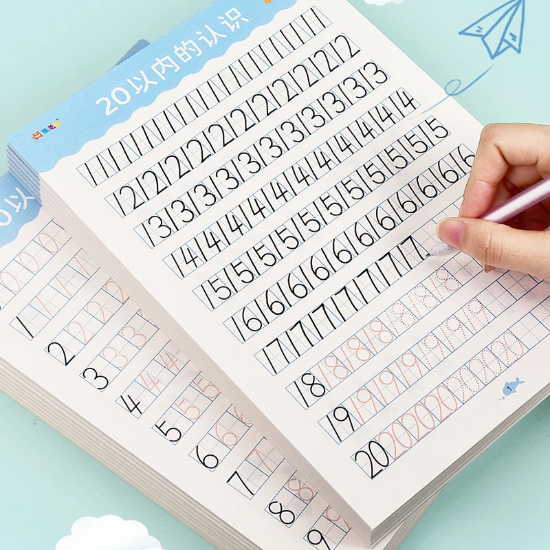Cahier d\'exercices arithmétiques manuscrits pour enfants, éducation précoce, apprentissage des mathématiques, nettoyage des questions, 40 liberté
