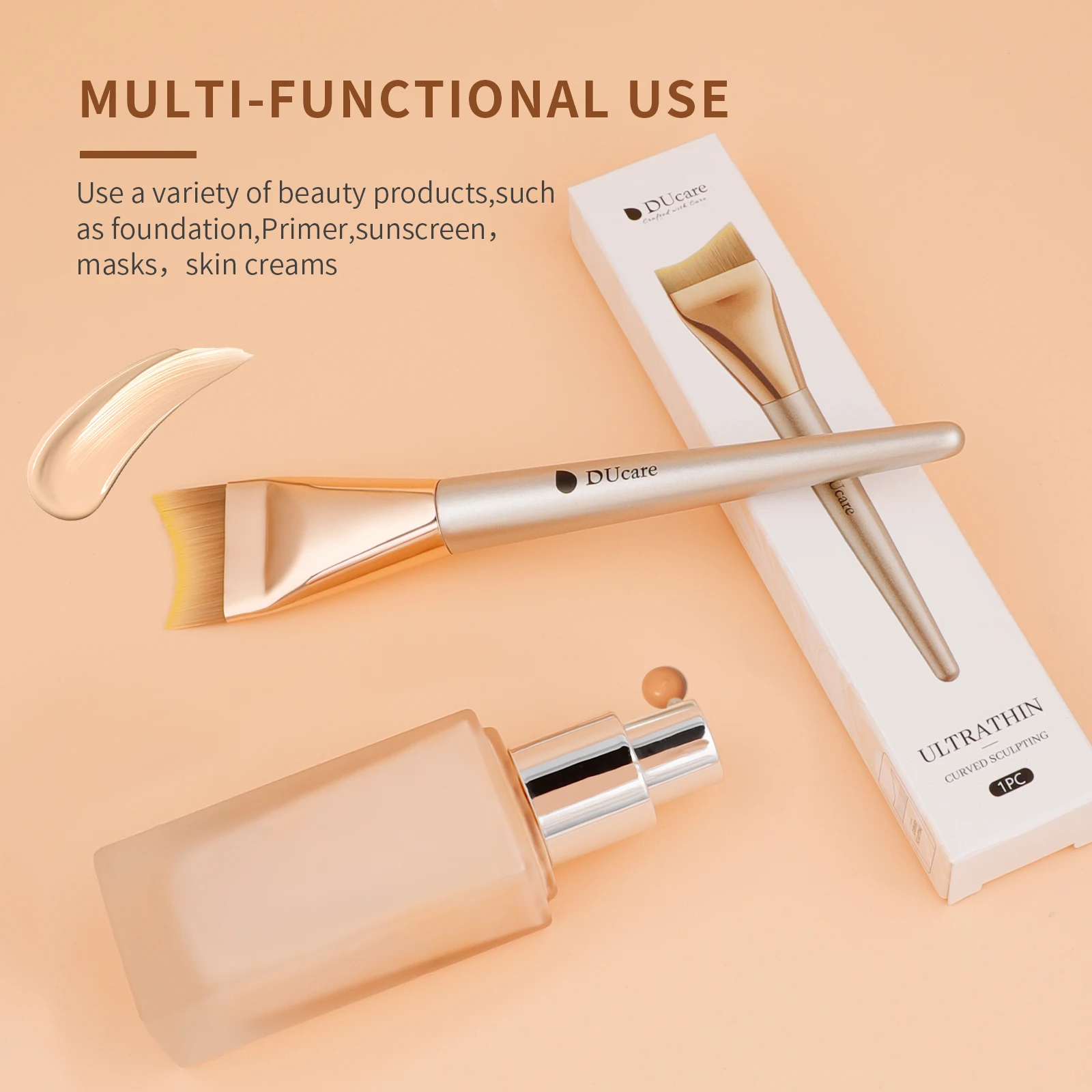 DUcare-brocha para base ultrafina, brocha ligera para contorno plano, crema para mezclar, maquillaje líquido, espátula para máscara de maquillaje profesional