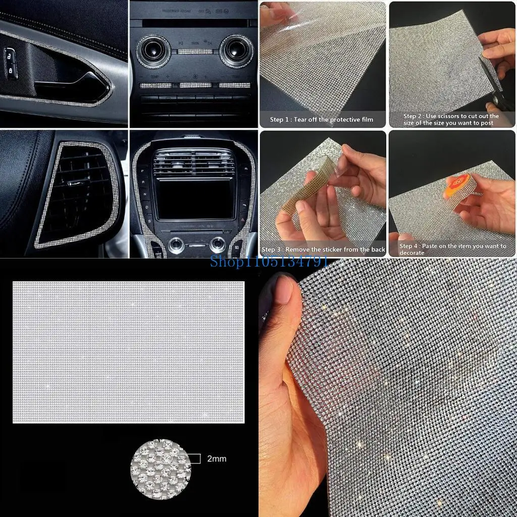 

98 км самоклеящиеся наклейки DIY Bling Crystal наклейки украшения подходят для автомобильной одежды