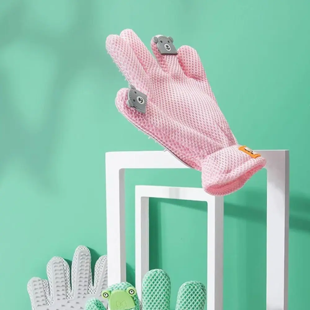 Cartoon Katze Haar Entfernung Handschuhe Mesh Stoff Silikon Haustier Haar Entfernung Pinsel Atmungsaktive Katze Pflege Handschuh