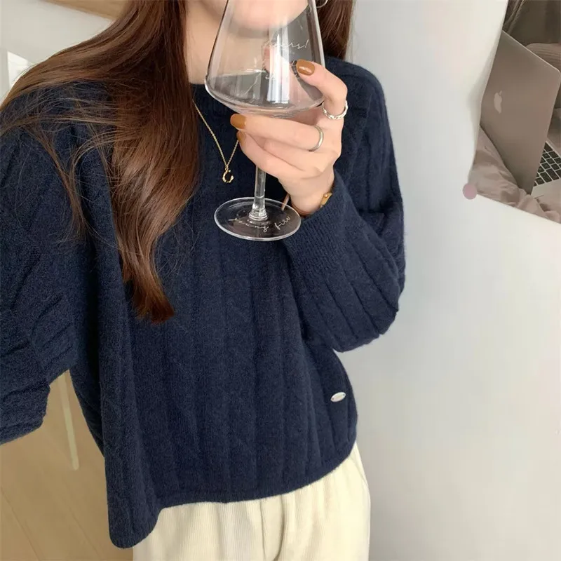 

Весенне-осенне-зимняя одежда, женский новый пуловер, топы, женский вязаный шерстяной короткий джемпер, тонкий женский свитер, женские свитера