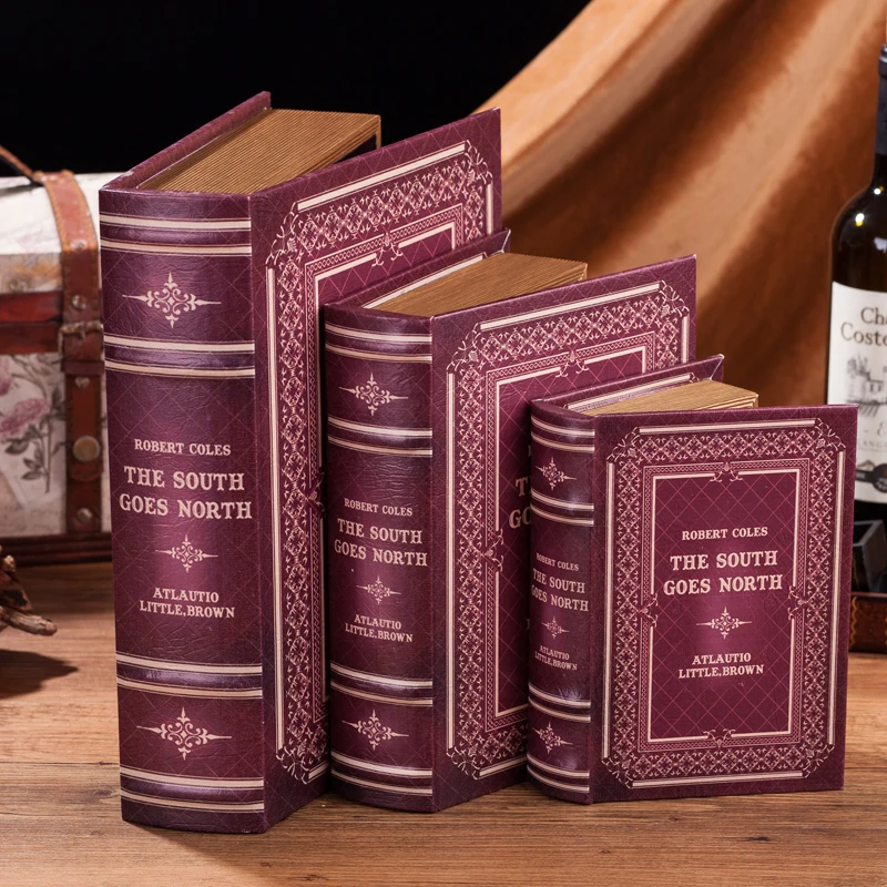 Vintage Fake Book Decorations Study Decoration Home Wooden Tabletop Decoration Book Storage Box Props