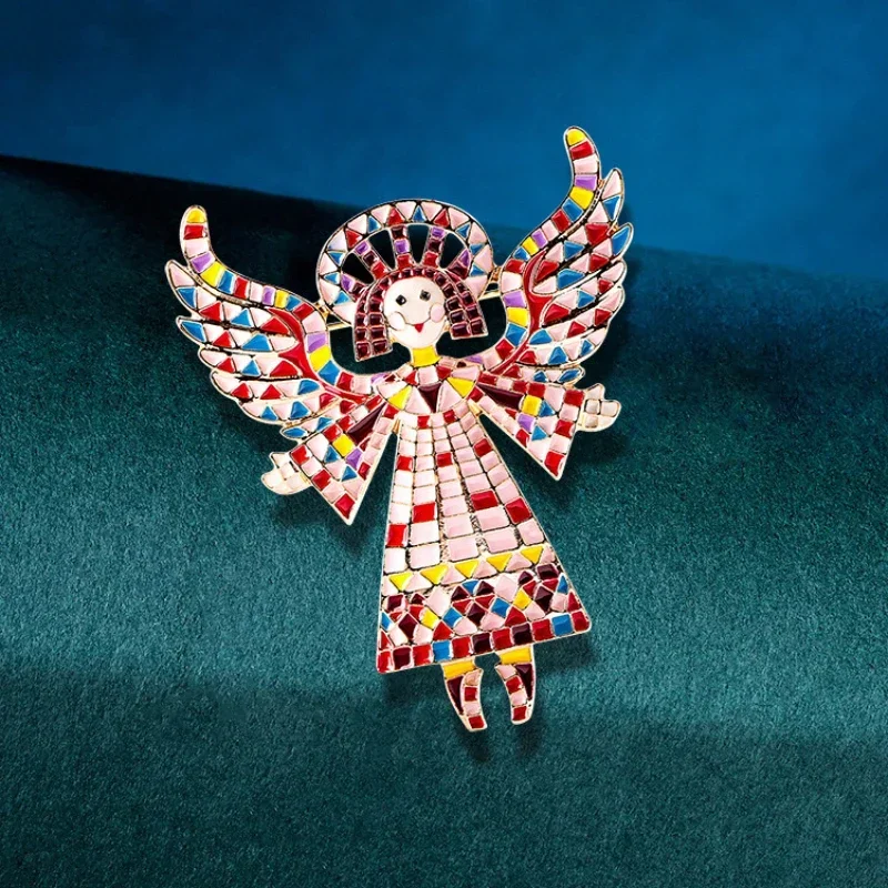 بروش على شكل جناح ملاك مطلي بسبيكة معدنية للنساء ، شارة فتاة إبداعية ، مجوهرات بتصميم خرافي للرجال ، لونين ، هدايا قديمة