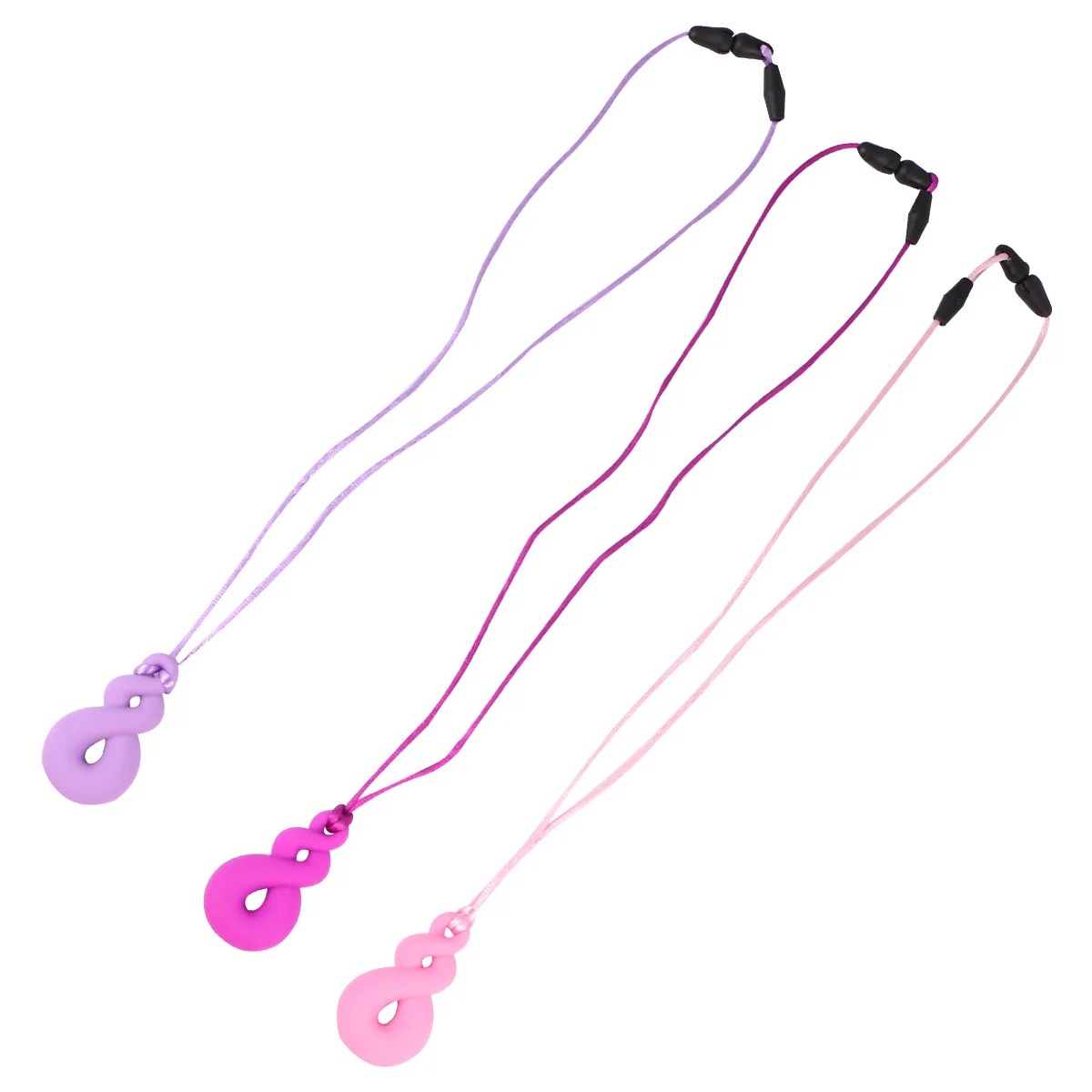

3Pcs Baby Chew Chain Durable Food Grade Teething Necklace Soothing Silicone Teether Dental Pacifier Teething Necklace