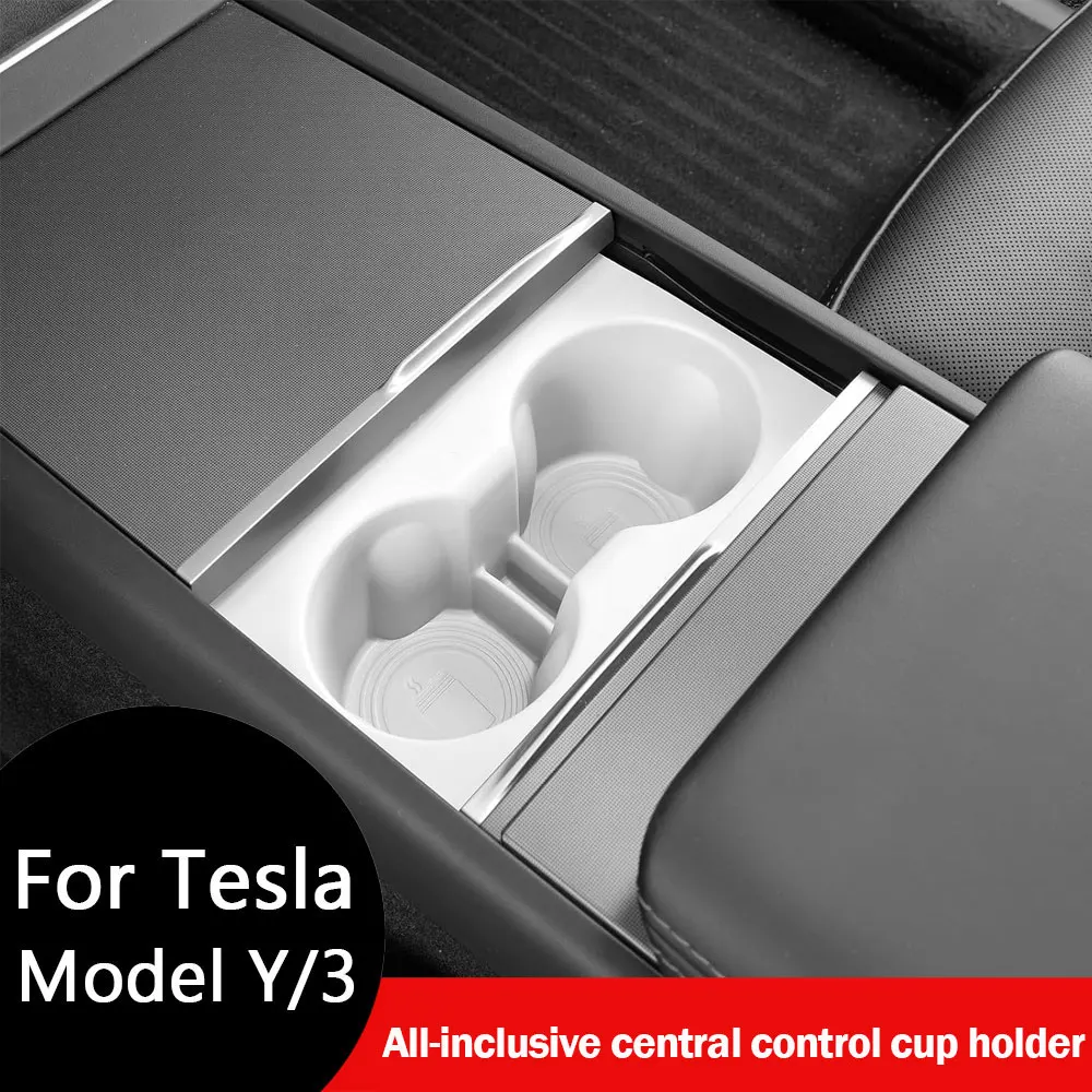 

Center Console Cup Holder Inserts For Tesla Model 3 2024-2026 Highland Model Y 2026 Juniper Center Console Liner Coasters Mat