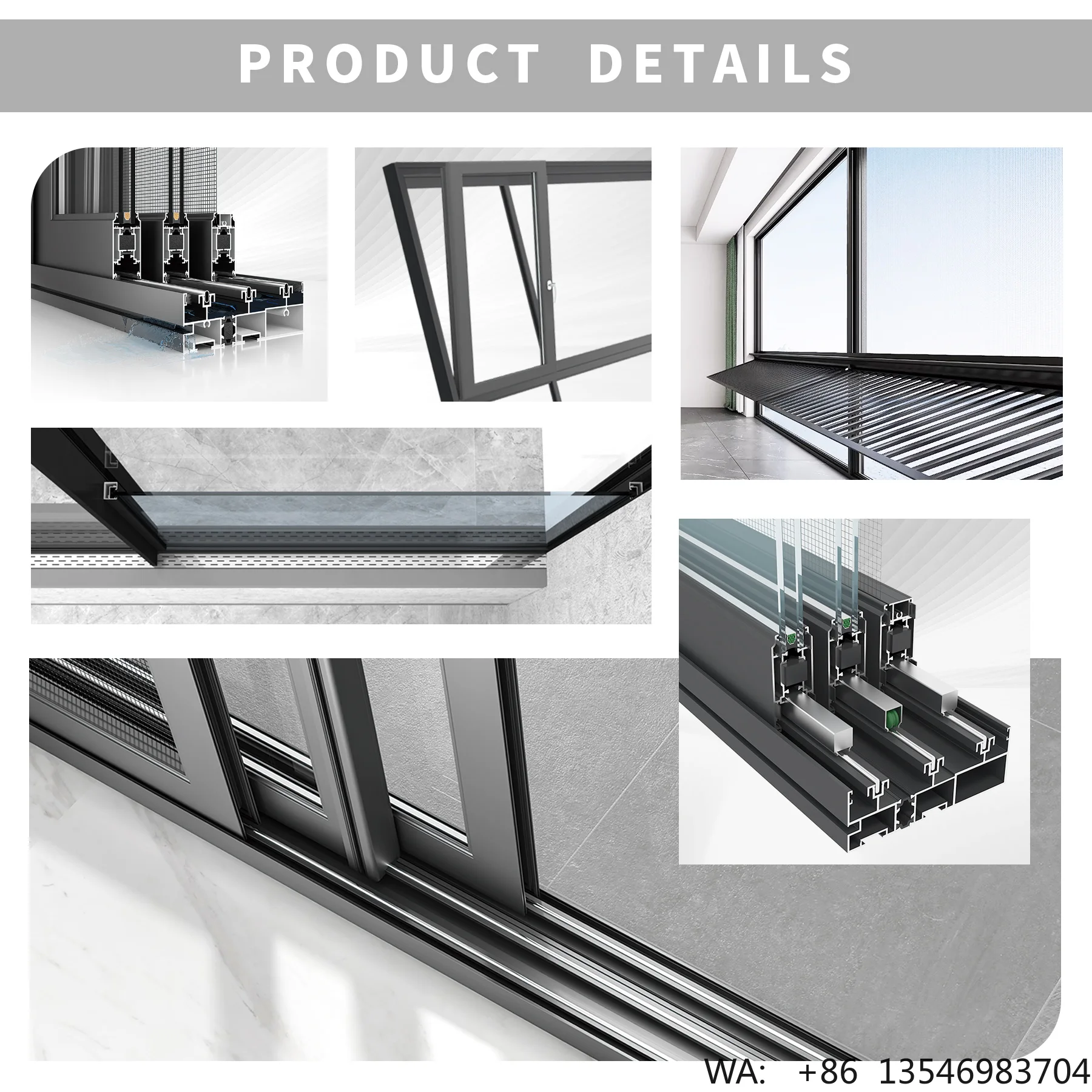 

Construction Aluminum Frame Sliding Window Double Tempered Glass Stainless Steel Mosquito Net Soundproof Household Window