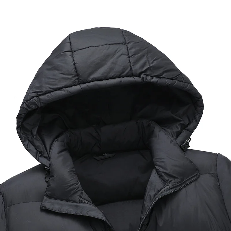 2023 New Men's Padded Jacket Warm Winter Thick Cotton Parkas MaleHooded Collar Windbreaker Outerwear Thermal Black Coat Clothing