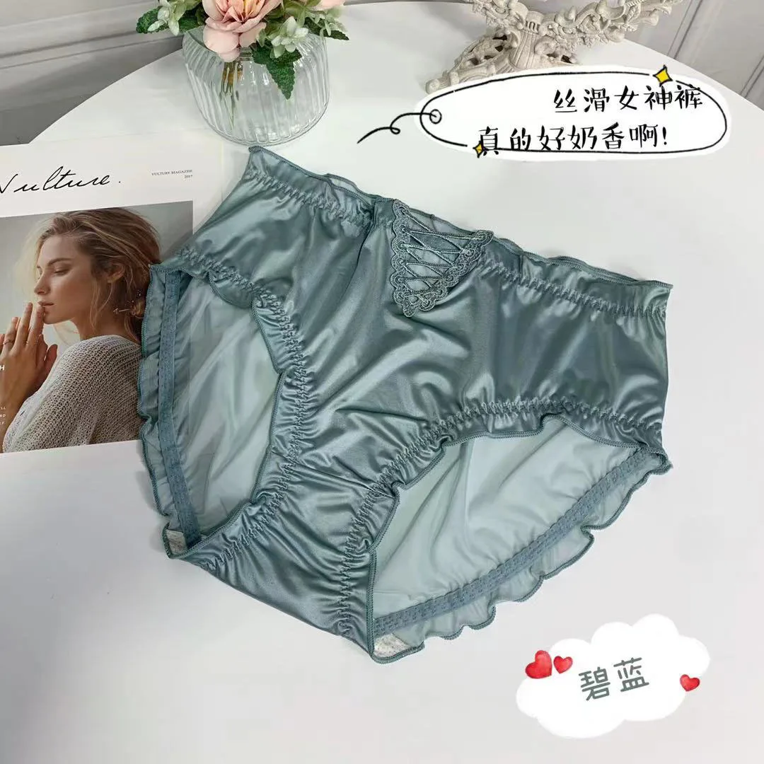 Plus Size 6XL 140kg Ice Silk Women\'s Panties Sexy Underwear Floral Crochet Lace Panties Breathable Ladies Cotton Crotch