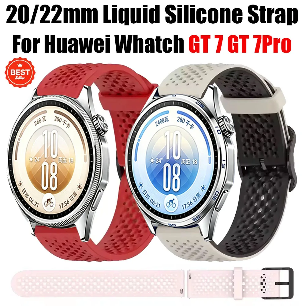 20mm 22mm Liquid Silicone Strap for Huawei Whatch GT 7 GT 7Pro Original Comfortable Bracelet for Garmin Forerunner 570 47mm 42mm