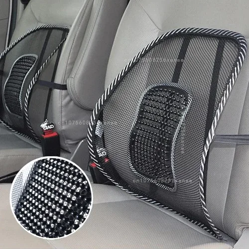 Imagen 2 del producto Almohada de soporte Lumbar para coche, cojín de asiento de masaje de verano con alivio del calor transpirable, respaldo de tela de red de soporte de cintura para oficina