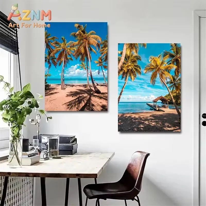Modern Blue Sky Ocean Beachside Island Martinique Life Poster Canvas Painting Fantasy Landscape Wall Art Room Home Decor