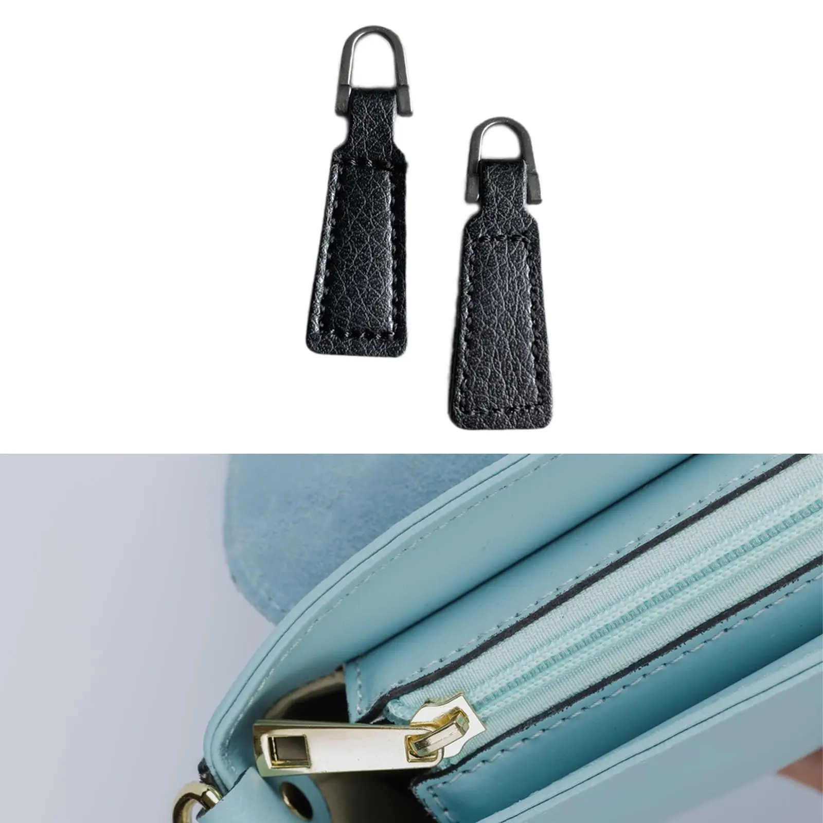 2x Reißverschluss-Zipper aus PU-Leder, Reißverschluss-Ersatzteile zur Reparatur, dekorative Zipper für Jacken, Gepäck und Handtaschen