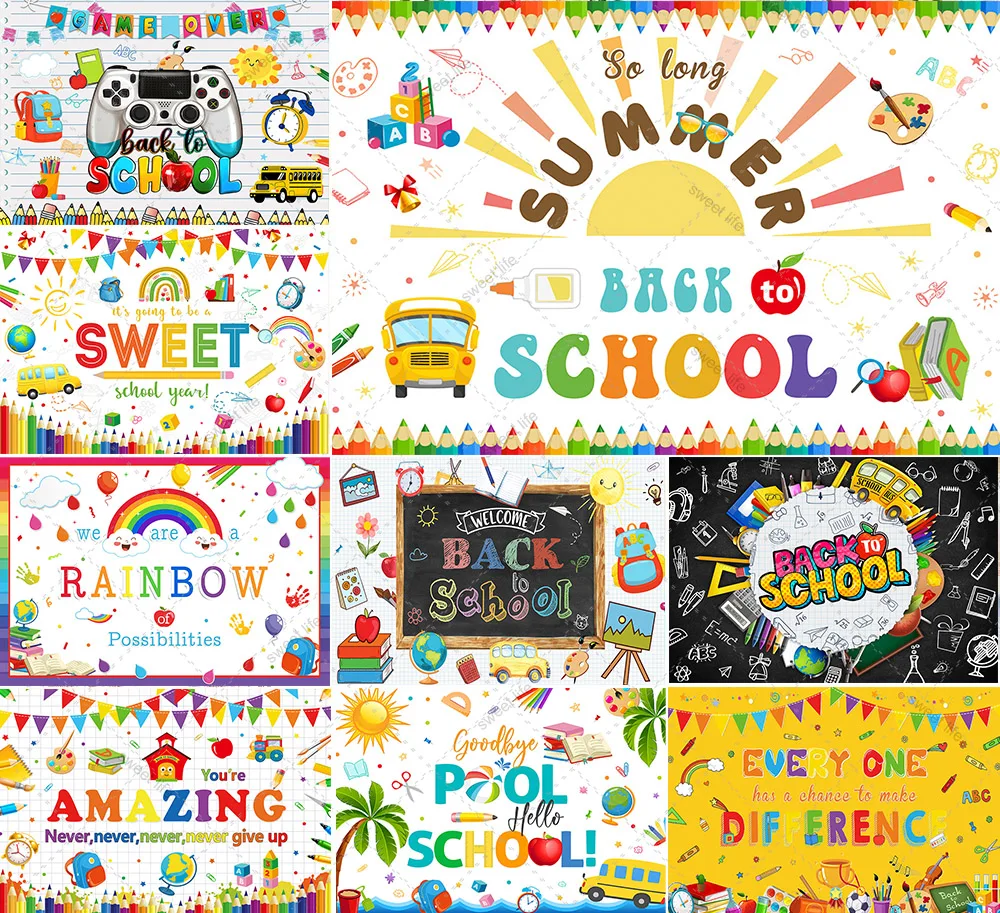2025 Back to School Photography Backdrop Pencil Book Classroom Customized Decorative Props