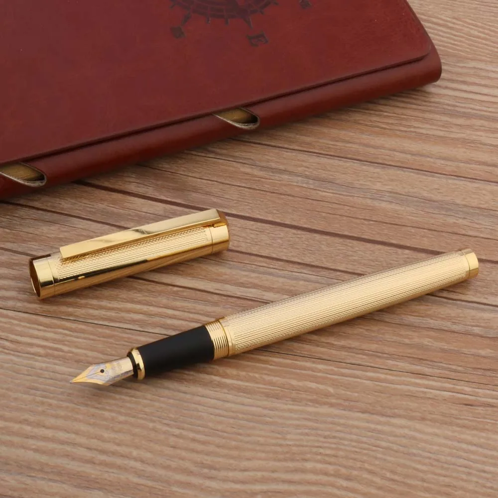 luxury GOLDEN Medium Nib Star pattern waves Fountain Pen signature elegante PEN Stationery Office Supplies