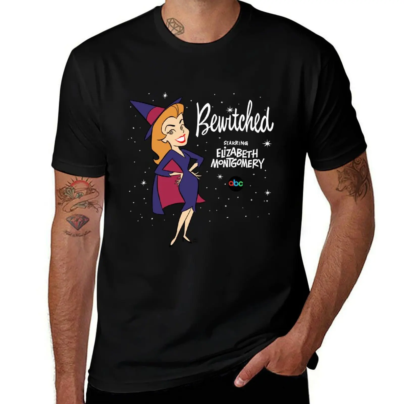 BEWITCHED STARRING ELIZABETH MONTGOMERY CLASSIC T.V. SHOW T-Shirt Lightweight Basic Short Sleeve Shirt T-Shirt
