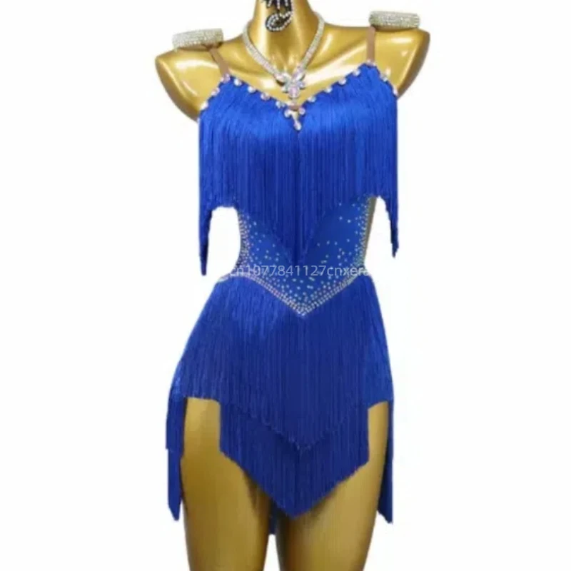 

2025 New Professional Latin Dance Competition Dress, Women's and Children's Group Dance Performance Tassel Dress, Dance Exam