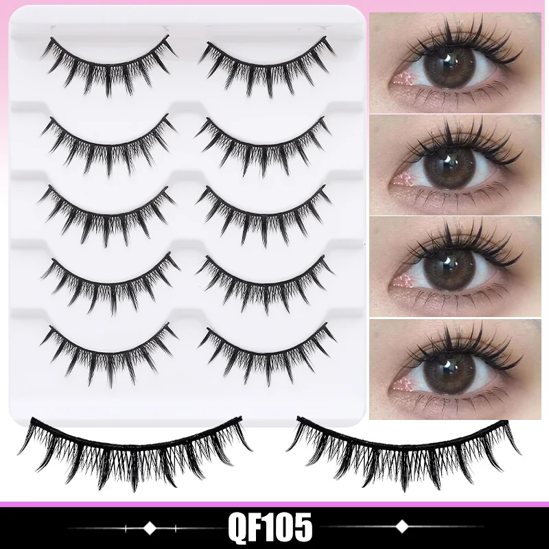 DINGSEN 5 Paar Wimpern, Künstliche Wimpern, Natürliche Lange Manga-Wimpern, Geflügelte Enden, Augenverlängernde Wimpern, Künstliche Wimpern für Make-up – Detail 10
