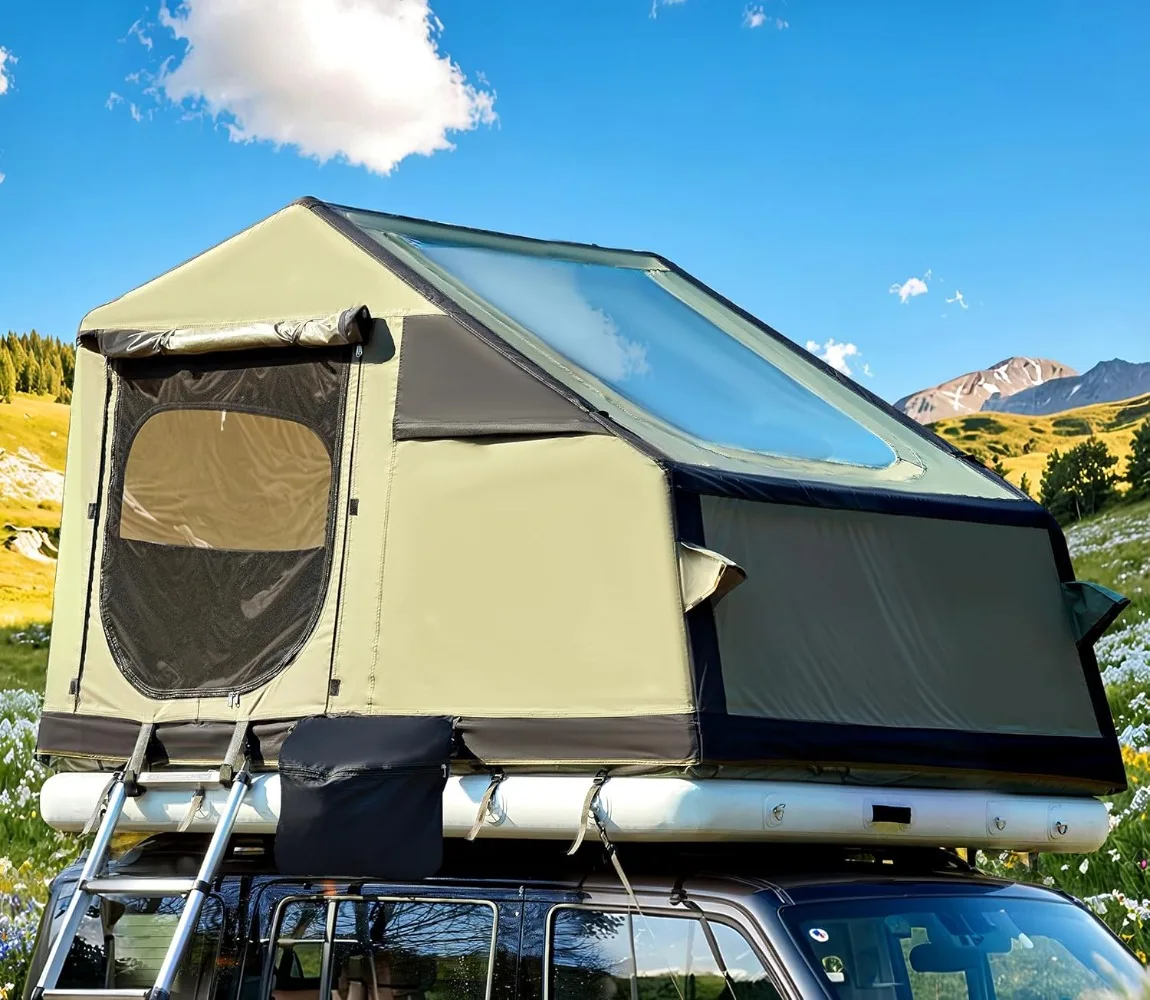 

Multi-Purpose SUV Tents with Air Cushion, 2 TPU Skylights, Telescopic Ladder & Extended Canopy, Full Dull Poly Textured Oxford