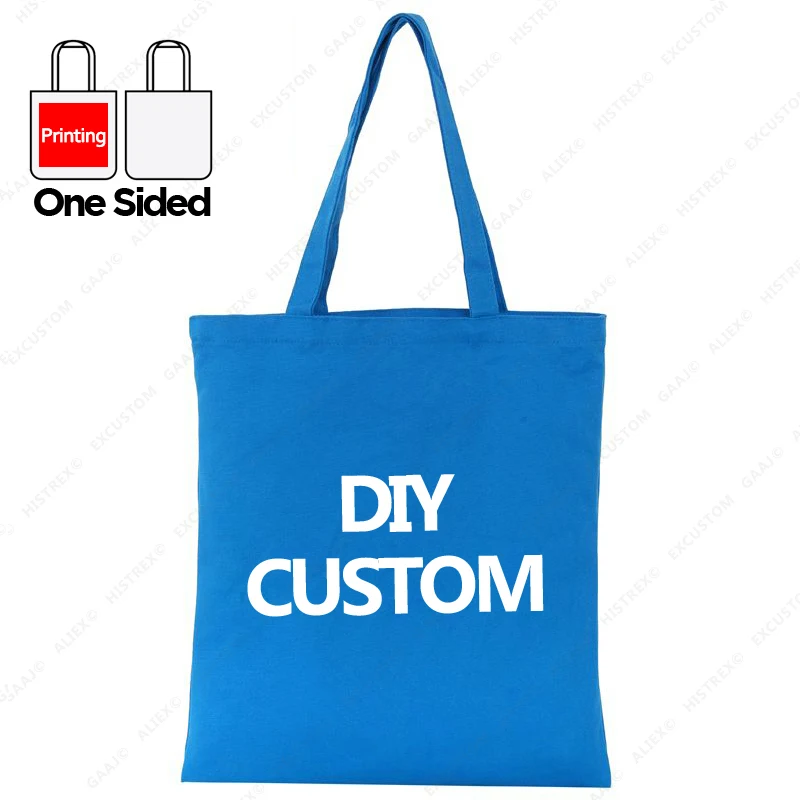 Custom Canvas Tote Bag 100% Cotton Print Your Design Logo Photo Handbag Work Reusable Grocery Shopping Customized Portable Bag