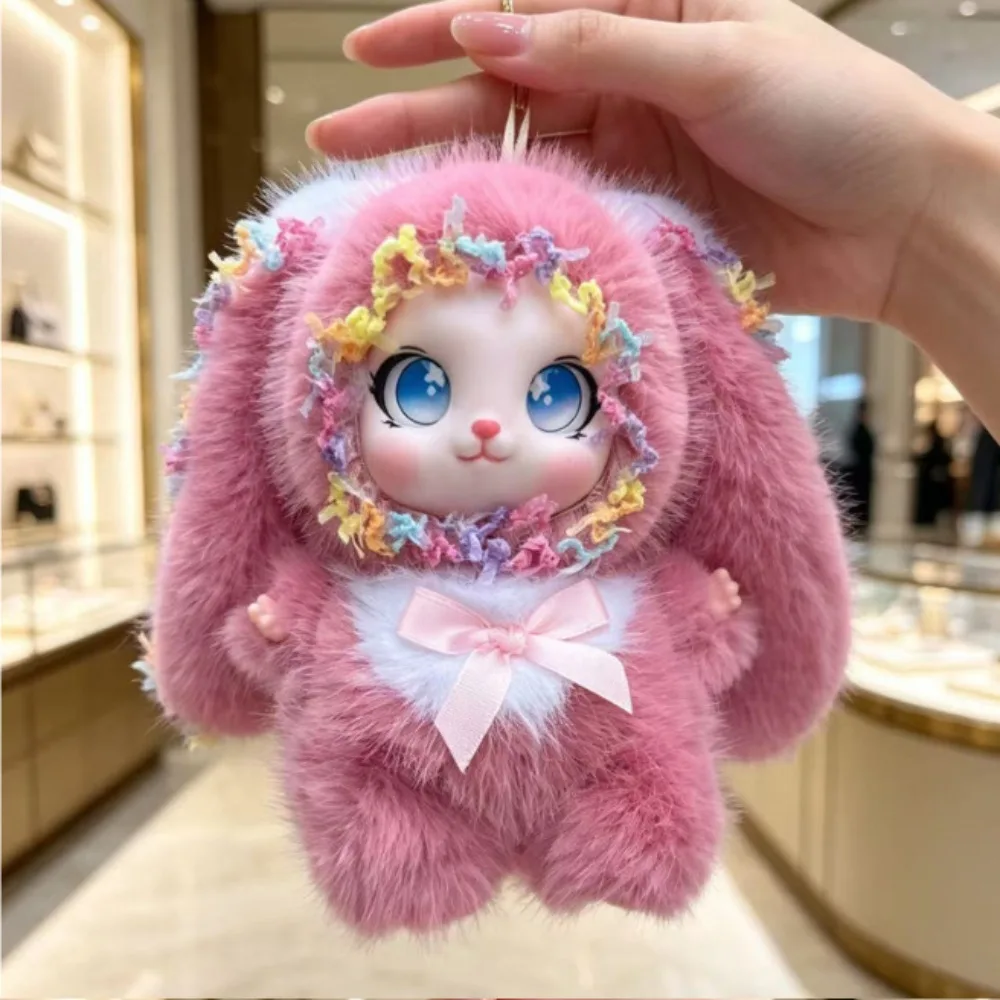 Lovely Cartoon Rabbit Doll Soft Lace Detail Lori Rabbit Pendant Big Ear Shape Vinyl Doll Keychain For Girls