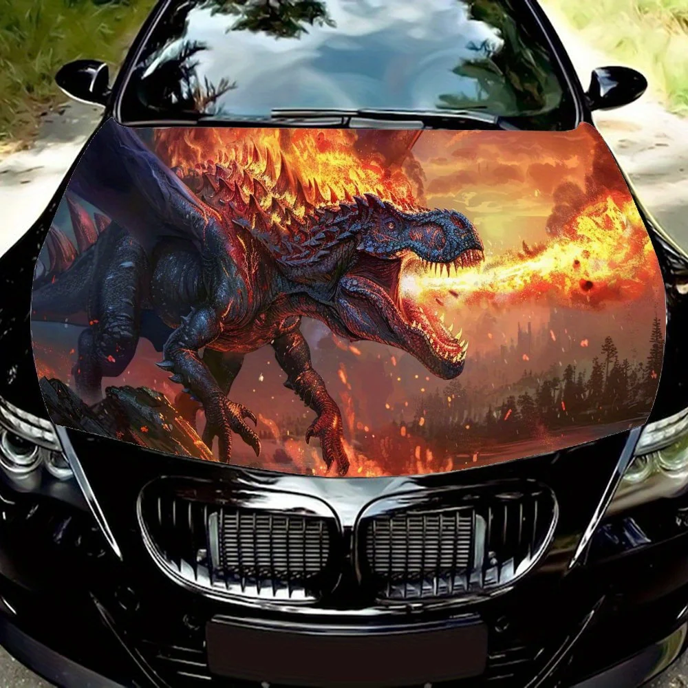 

Прохладный дышащий дизайн динозавра, наклейка на капот автомобиля, крутой стиль, графическая упаковка, аксессуары для тюнинга автомобиля, виниловые украшения для автомобиля
