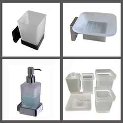 bathroom wall mounted square glass soap dish, liquid soap dispenser, toilet brush holder, toothbrush cup with SUS304 rack