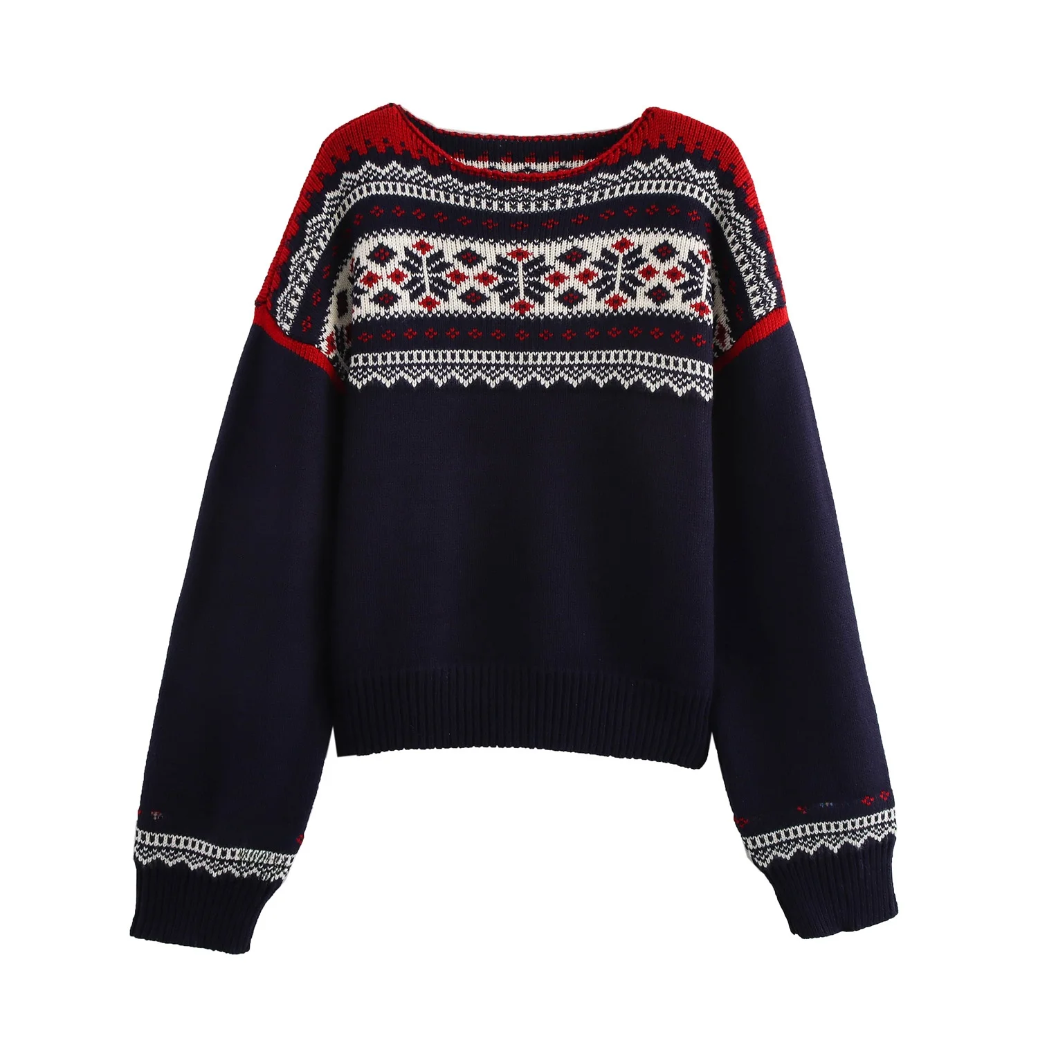 JNLEAOG 가을 신상 여성 패션 캐주얼 레트로 오버헤드 니트 스웨터 스트리트 스타일 라운드 넥 폴리에스터 섬유