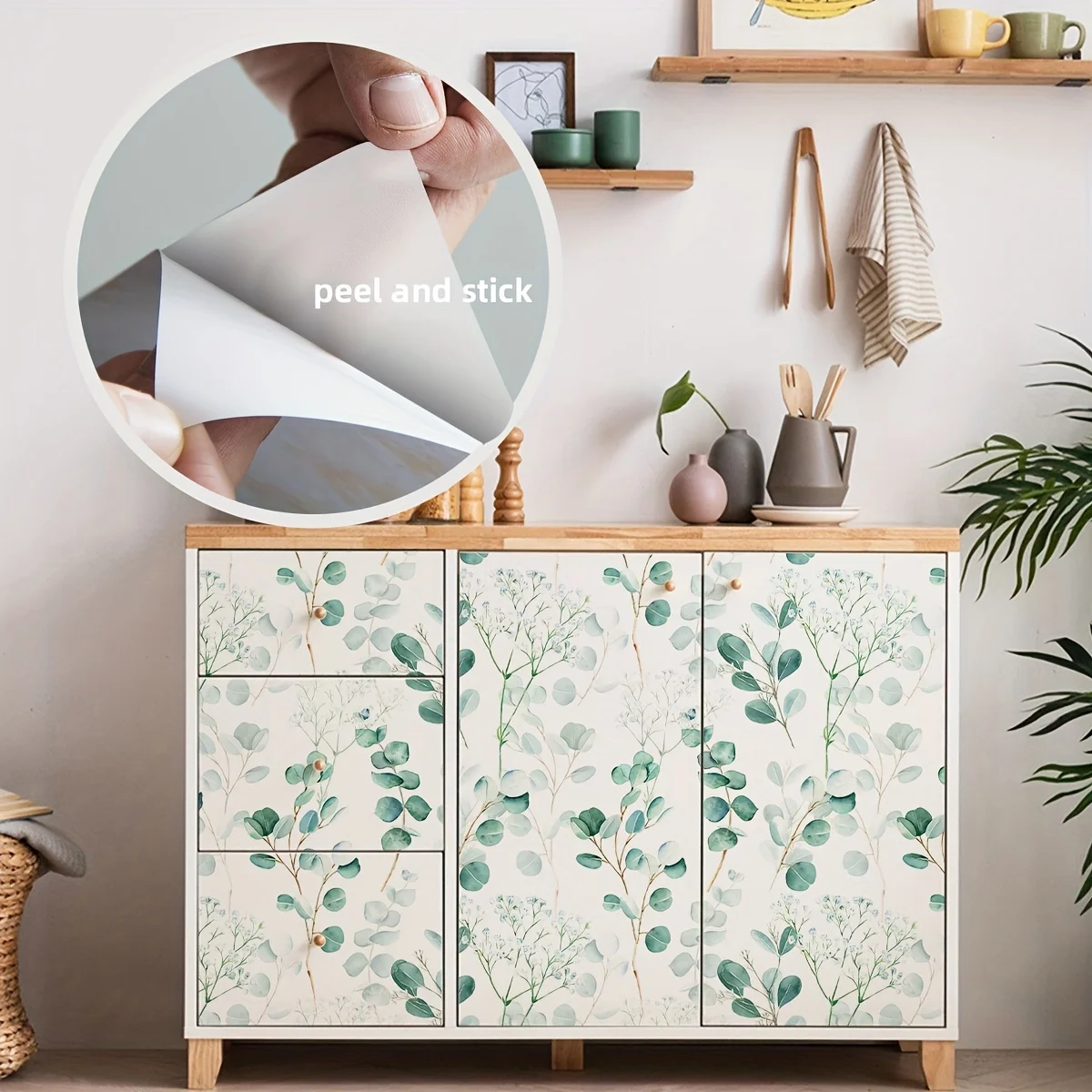 1PC watercolor green tree leaves pattern thickened moisture wallpaper self-adhesive waterproof bedroom background wall seamless