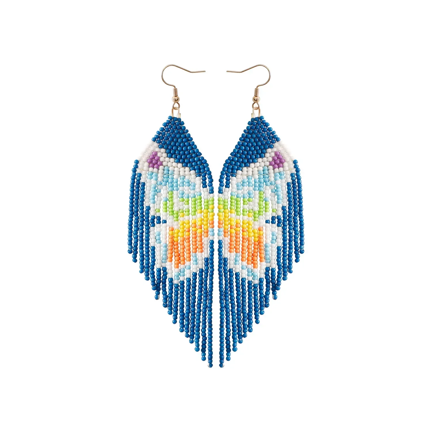 

2025 Handmade Bead Earring Tassel Butterfly Design Symmetry Originality Geometry Hand Knitting Bohemia Beaded Earrings for Women