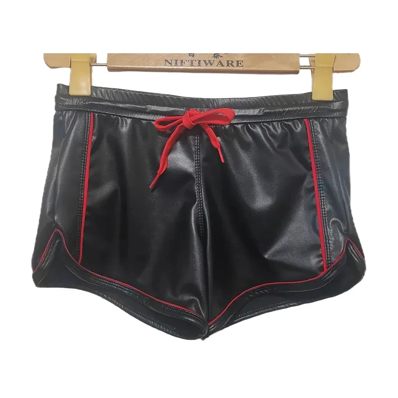 Men's shorts PU imitation leather sports leisure Europe and America motorcycle leather pants men muscle cross-border