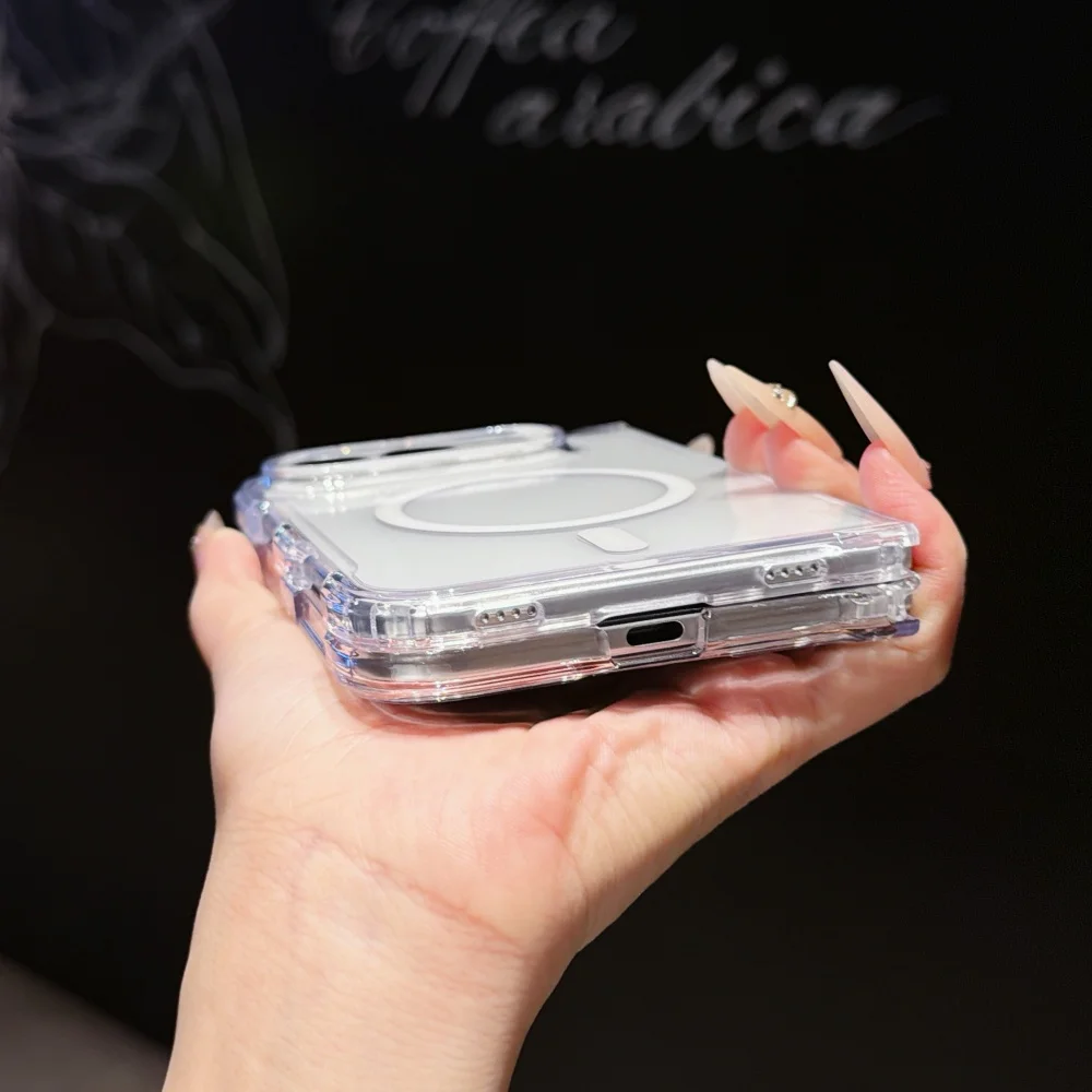 Luxuriöse, ultradünne, transparente Handyhülle für Magsafe Fold, für iPhone Duo Fold 18, mit magnetischer, kabelloser Ladefunktion, robuste Schutzhülle. – Detail 6