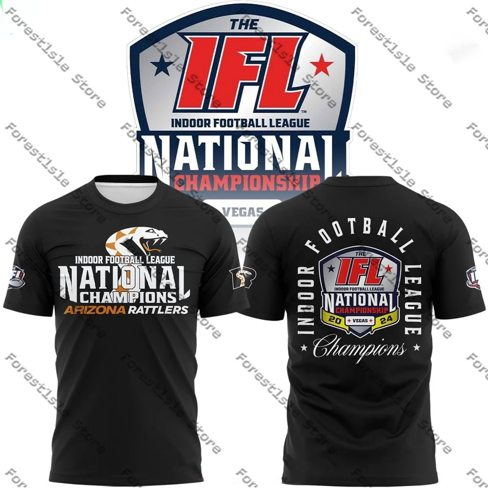 Arizona Rattlers 2024 IFL National Champions Black T-Shirt Street Fashion Men's T-Shirt Casual Versatile Men's Women's T-Shirt