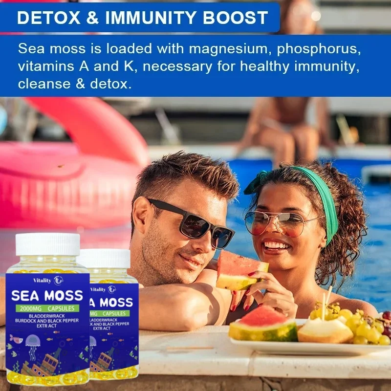 Vitality Vegetarian Diet Organic Sea Moss Capsule Helps Immune System ,Joint Health Intestinal Cleansing Thyroid Supplement