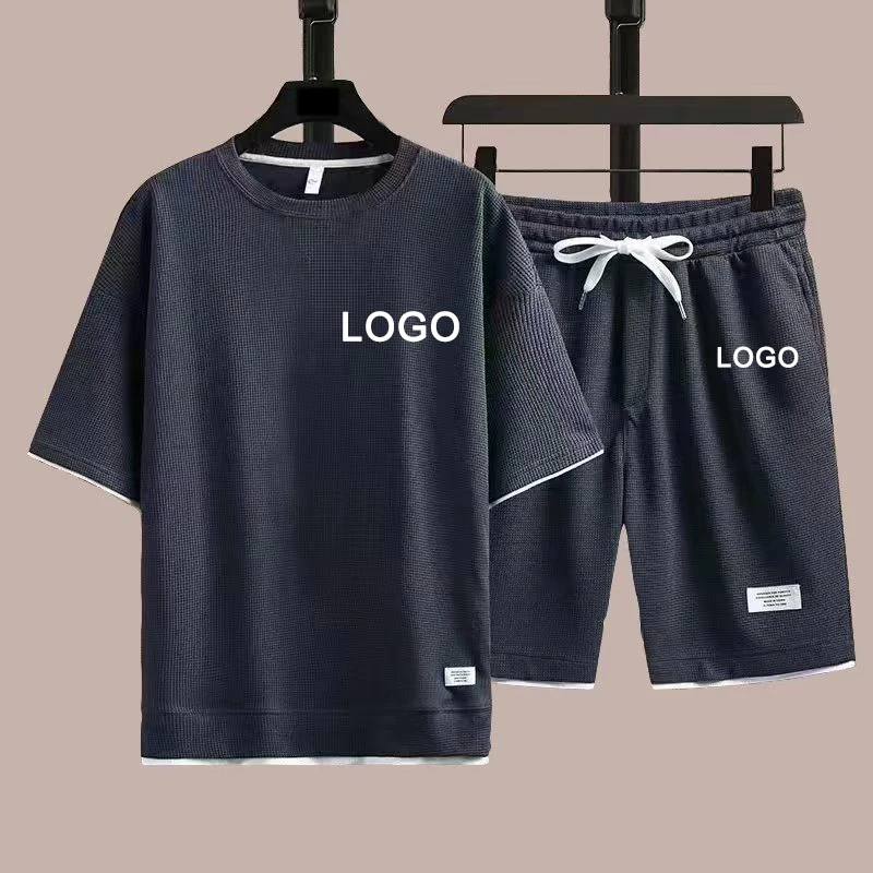 Customized Printed T-shirts Short Pants 2-Piece Suit Men Summer Fashion Short Sleeve Tracksuit Set Shorts Streetwear Tee Tops