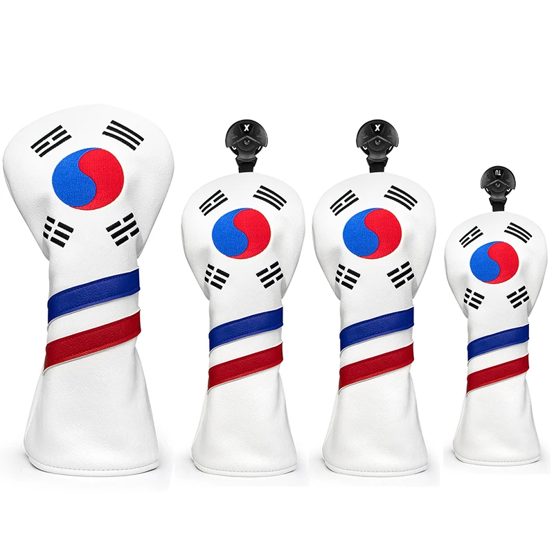 Korea Flag Golf Putter Headcover Quality PU Leather Golf Club Wood Cover Golf Driver Cover Fairway Wood Cover Hybrid Cover New