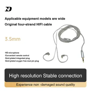 ND four-strand silver-plated original cable 3.5mm0.75 double pin 0.78 upgraded wire with wheat 2pin earphone cable.