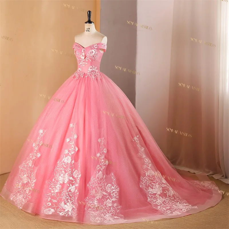 Sonhar vestidos 15ชุด quinceanera 2024ชุดเดรสปาร์ตี้ดอกไม้หวานชุดไปงานเต้นรำคลาสสิกขนาดบวกสำหรับ quinceanera