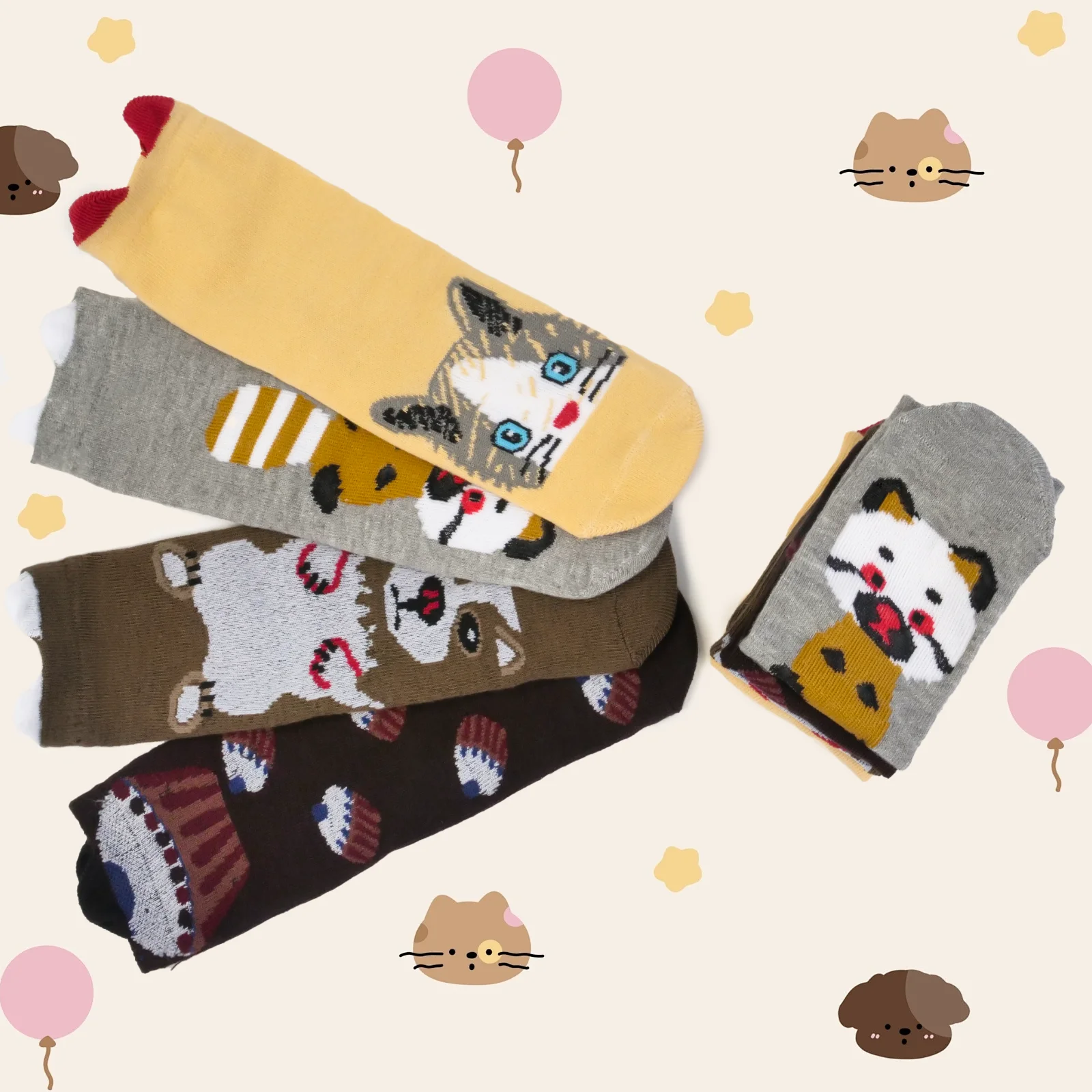 Free Shipping Kit 12 Pairing Socks Boy Medium Cano With Color and Varied Designs Ear Decor