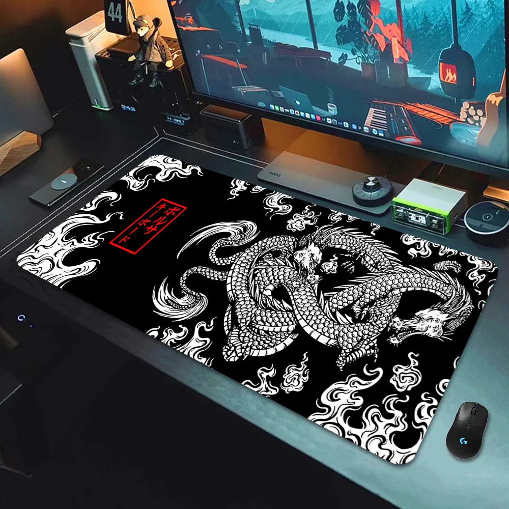 Alfombrilla de ratón para juegos de estilo japonés Xxl, alfombrilla de escritorio para teclado, alfombrillas de ratón grandes de dragón, alfombrilla de mesa para ordenador