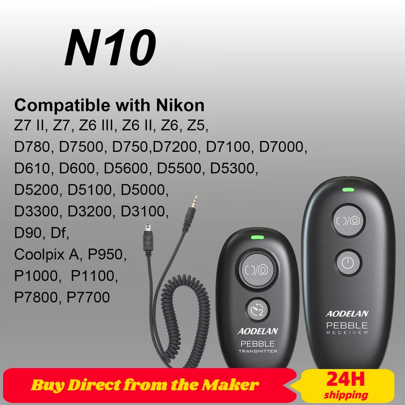 ニコン Z6 Z7II Z6II D90 Df D780 D7500 D750 D7200 D7100 D7000 P1000 P7800 P7700用 ワイヤレスカメラリモートコントロールシャッターレリーズ