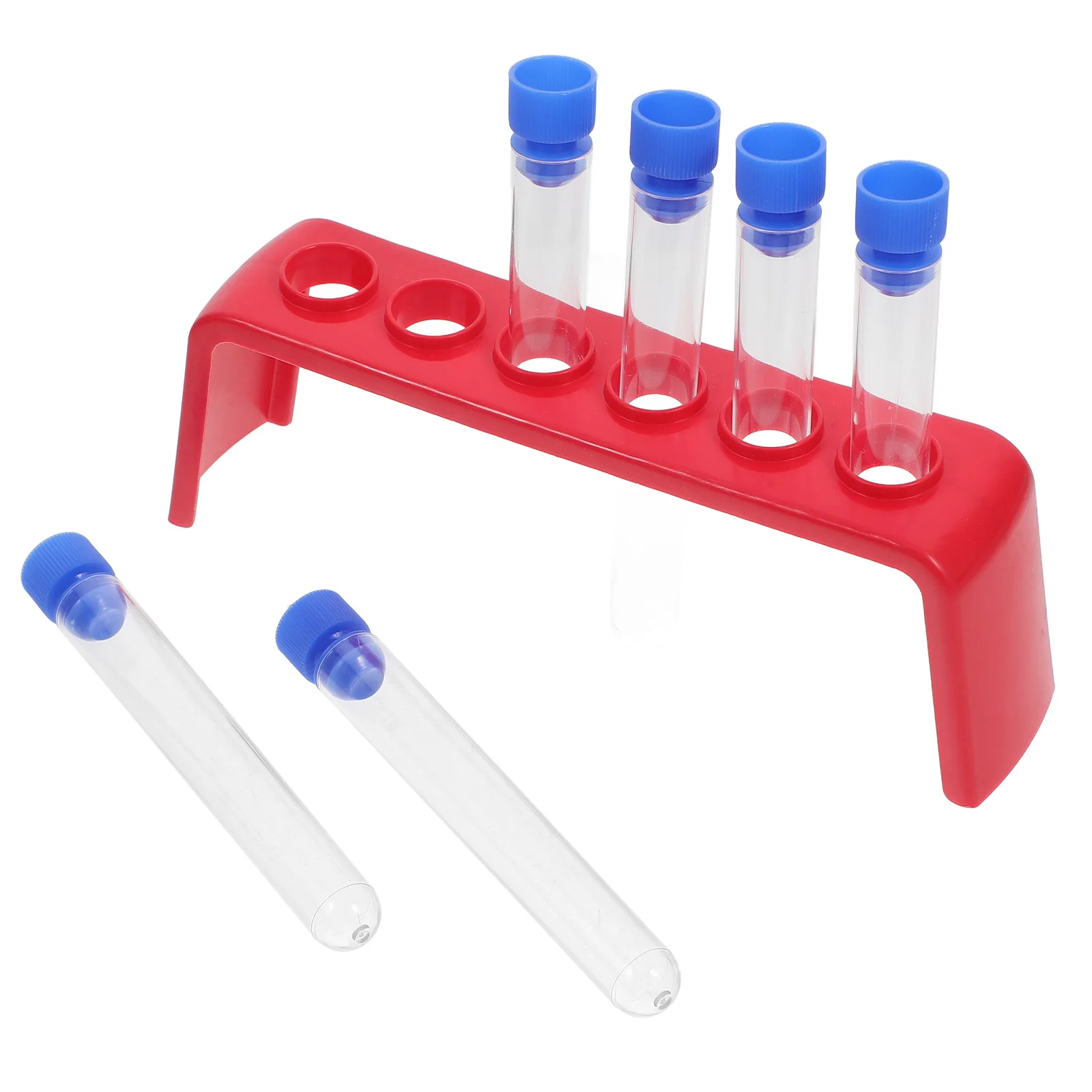 

6pcs Science Experiment Kit Clear Plastic Test Tubes Rack Stand Holder Lab Tools Material Educational Set