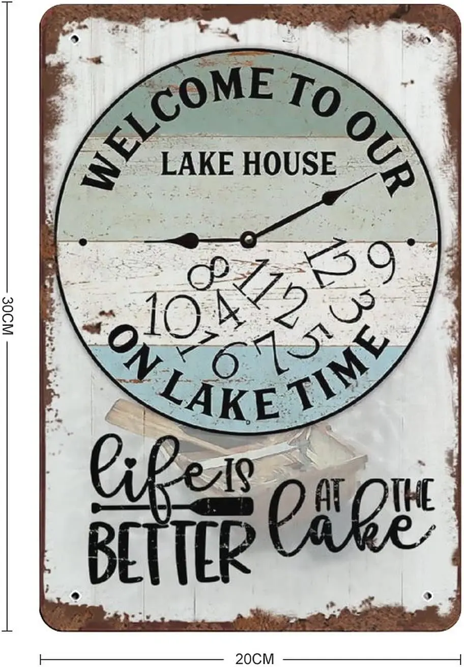 Welcome to Our Lake House Vintage Tin Sign Life Is Better At The Lake Metal Tin Sign Retirement Gift For Women Men Mom Dad Grand