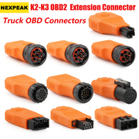 Truck OBD2 Adapter For NEXPEAK K2 K3 OBD2 Connector Extension Cables Car Diagnostic OBD2 Connector For ISUZU, BENZ, IVECO, VOLVO