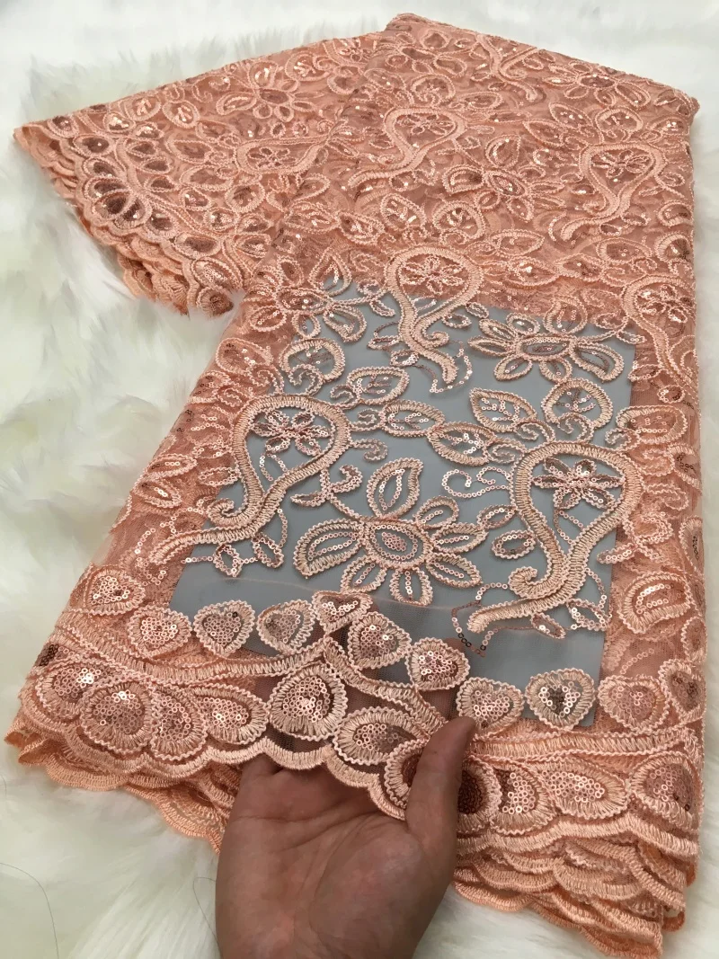 

African Sequins Mesh Lace Fabric 2026 High Quality French Tulle Lace Fabric Nigerian Lace Fabric For Women Wedding Dress TY4703