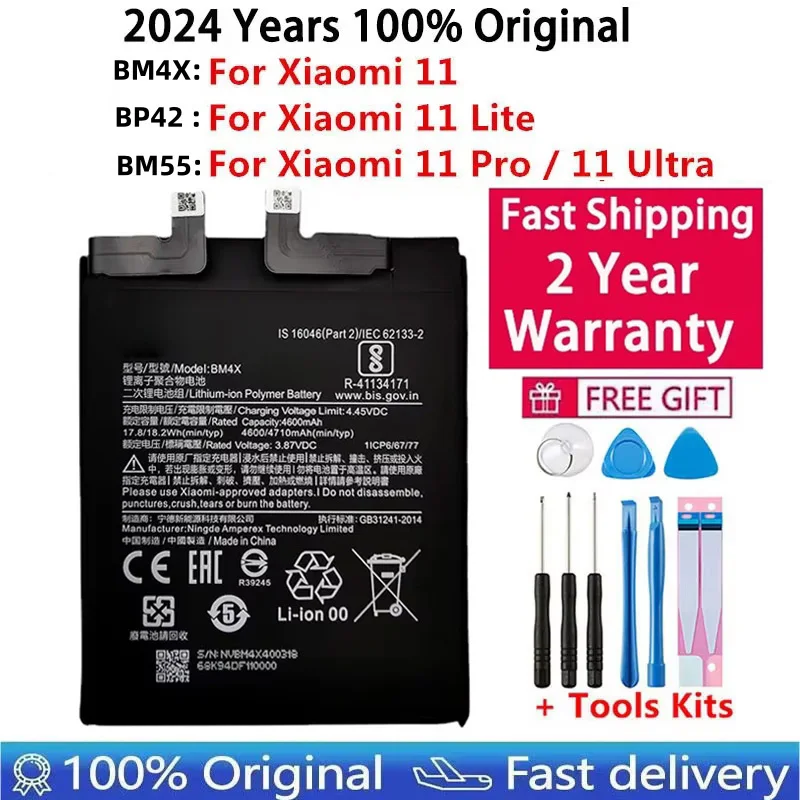 2024 Year 100% Original Battery BM4X BM55 BP42 For Xiaomi Mi 11 Mi11 Lite 11 Pro Ultra Replacement Batteries Fast Shipping