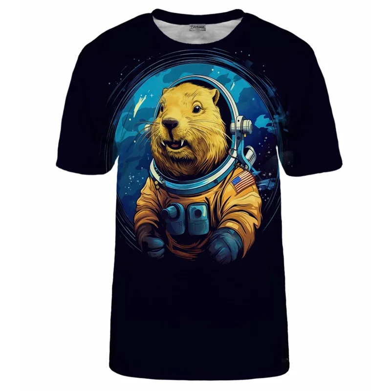 Camiseta Gráfica de Capivara para Homens, Estampa 3D Engraçada, Camiseta Casual Y2K Unissex para Mulheres, Tamanhos Grandes
